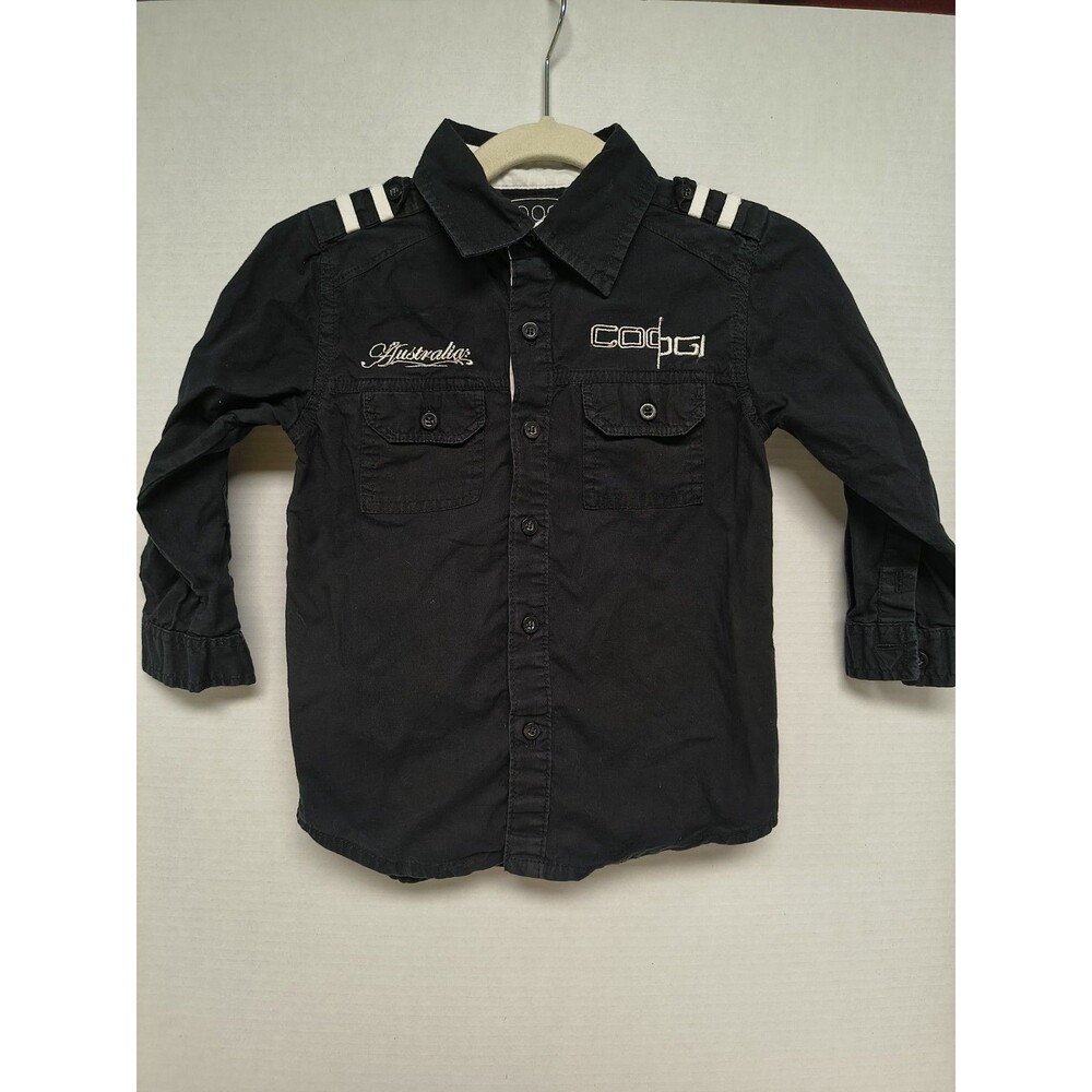 Coogi Kids 3T Long sleeve Button Up Shirt Embroidered Above Pockets Vintage